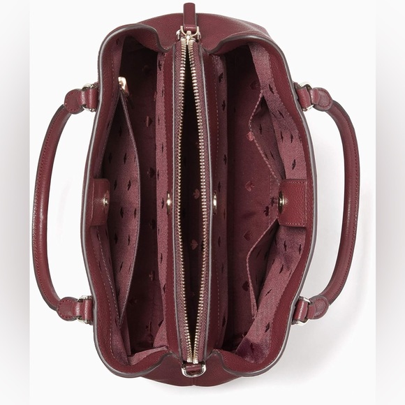 Kate Spade Jackson Pebble Leather Med. Triple Compartment Satchel Cherrywood Red - Picture 8 of 9